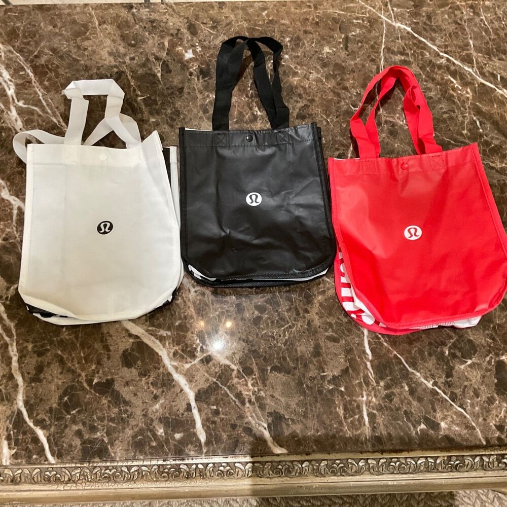 Lululemon Reusable Shopping Tote Bag Small w/snap, Lot of 3